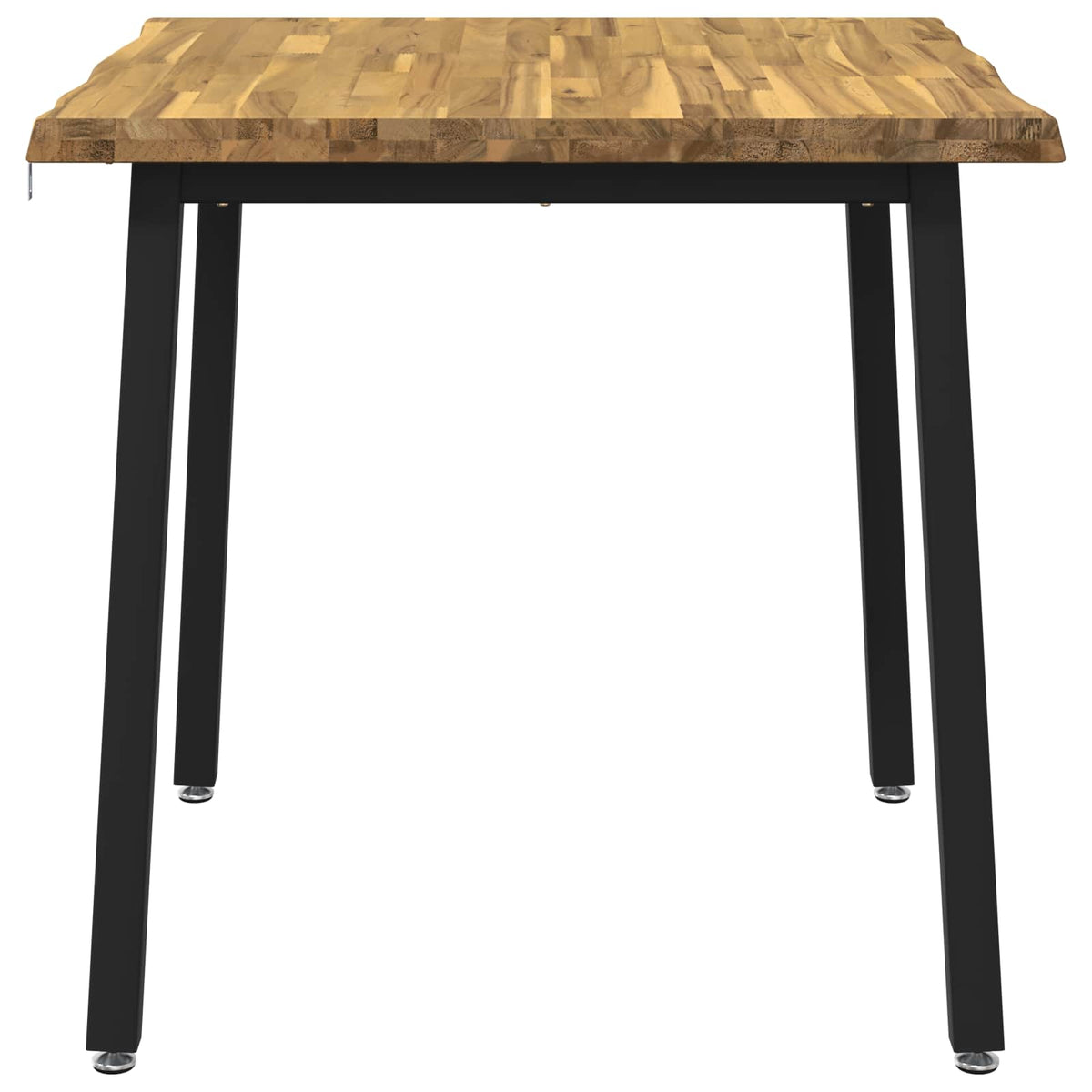 Dining Table 60 x 55 x 75 cm Solid Acacia Wood Live edge Depth 55 cm Width 60 cm Whitewash and Black