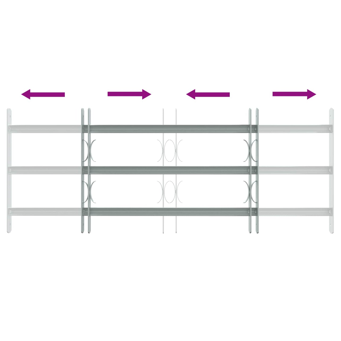 vidaXL Security Grille for Windows with 3 Crossbars 3 pcs 630-1140 mm 6