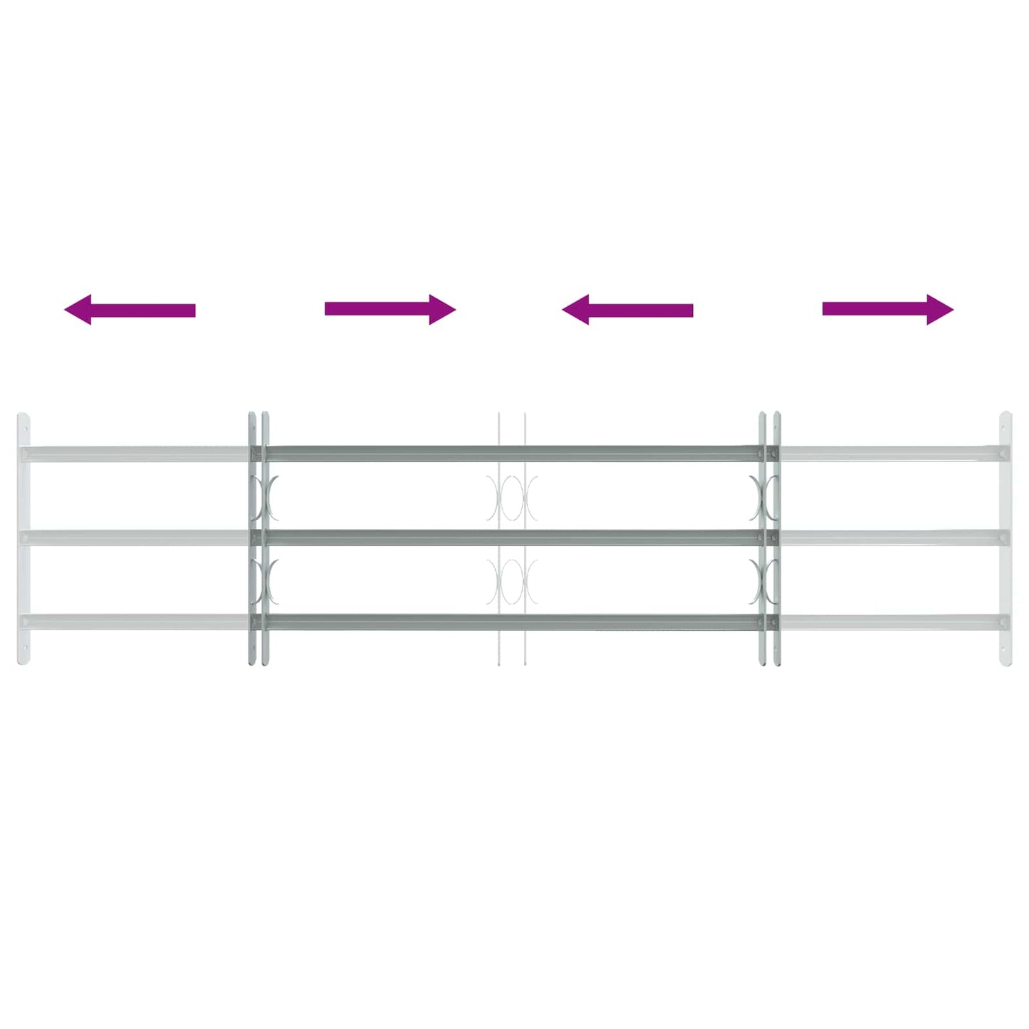 vidaXL Security Grille for Windows with 3 Crossbars 3 pcs 930-1740 mm 6