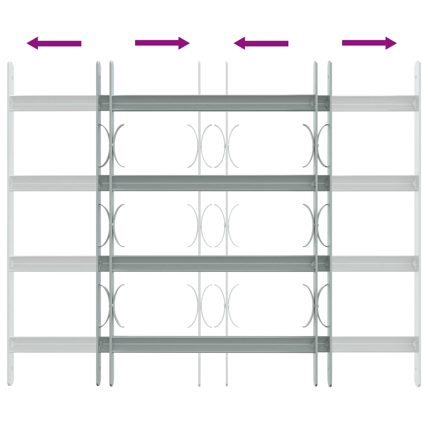 vidaXL Security Grille for Windows with 4 Crossbars 3 pcs 430-740 mm 6