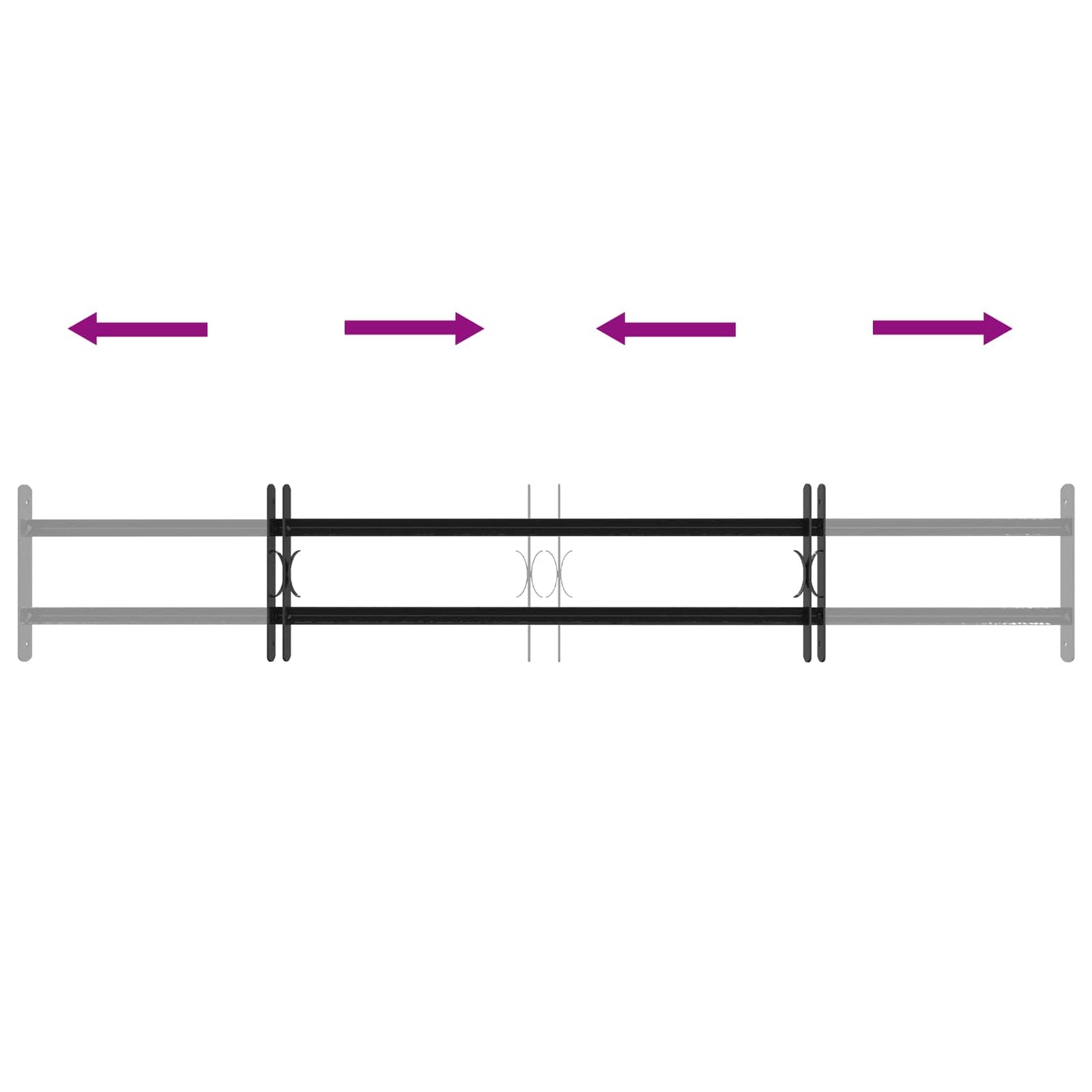 vidaXL Security Grille for Windows with 2 Crossbars 3 pcs 93-174 cm 6