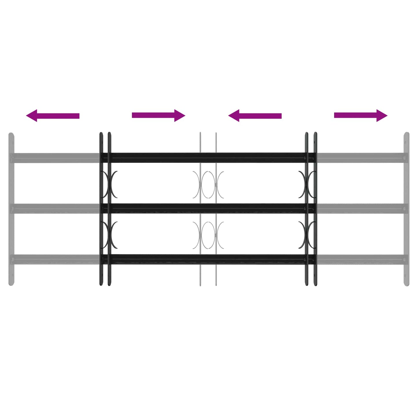 vidaXL Security Grille for Windows with 3 Crossbars 3 pcs 63-114 cm 6