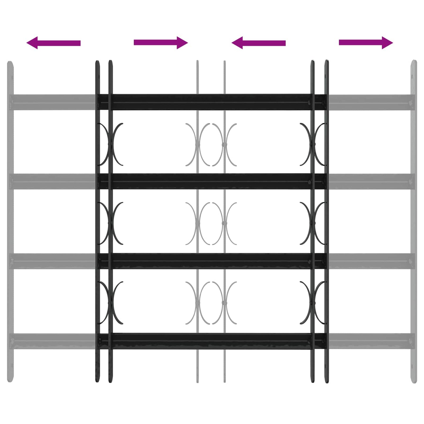 vidaXL Security Grille for Windows with 4 Crossbars 3 pcs 43-74 cm 6