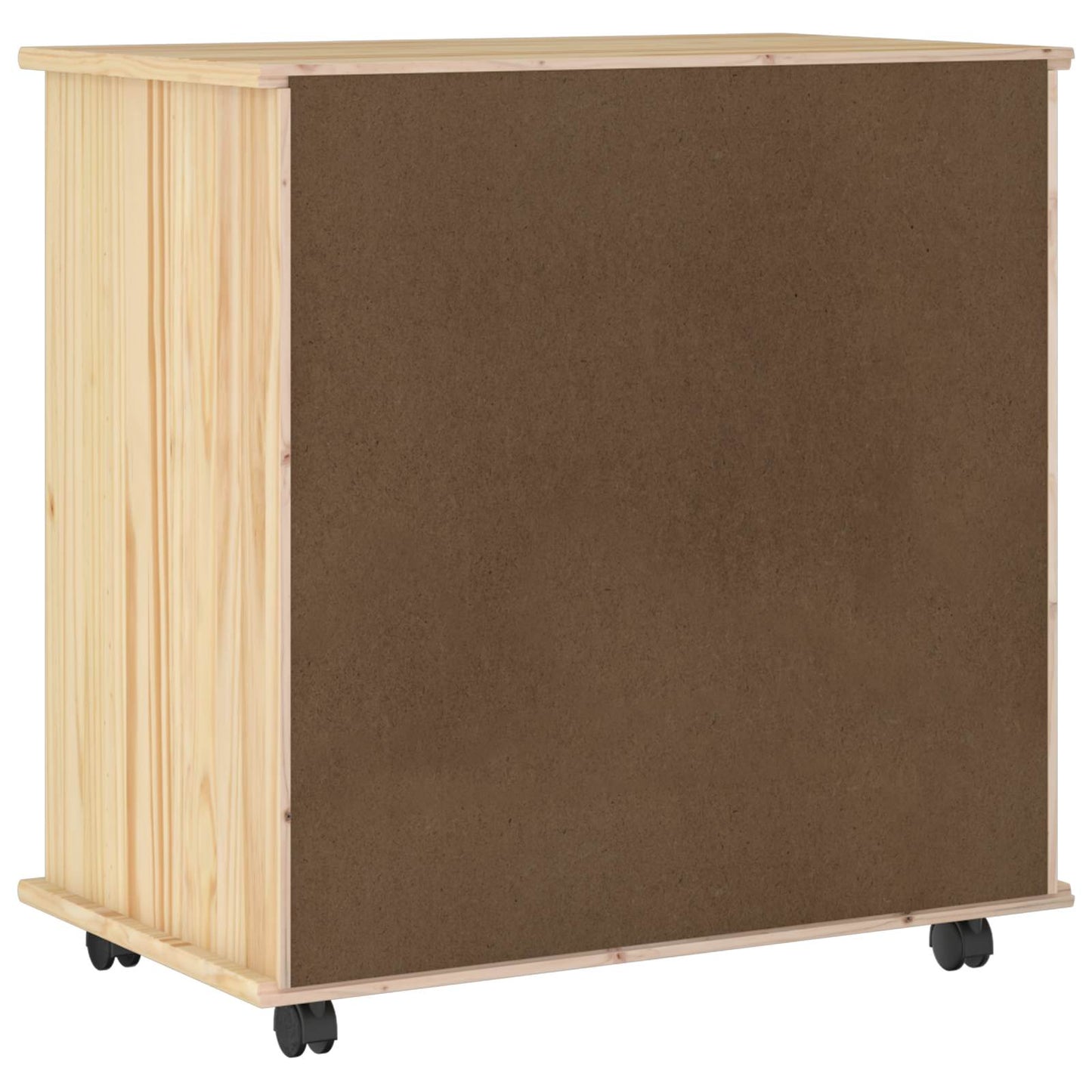 vidaXL Rolling Cabinet 63.5 x 39 x 65.5 cm Solid Pine Wood Brown 6