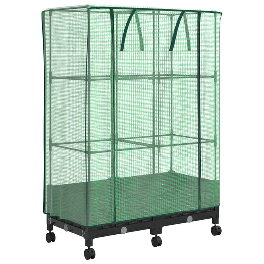 vidaXL Garden Planter with Greenhouse Cover&Wheels 2 pcs Black PP 2