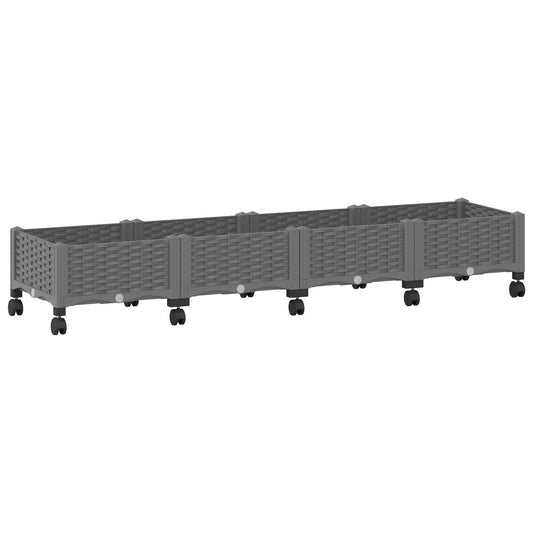 vidaXL Garden Planter with Wheels Light Grey 160 x 40 x 33 cm PP 2