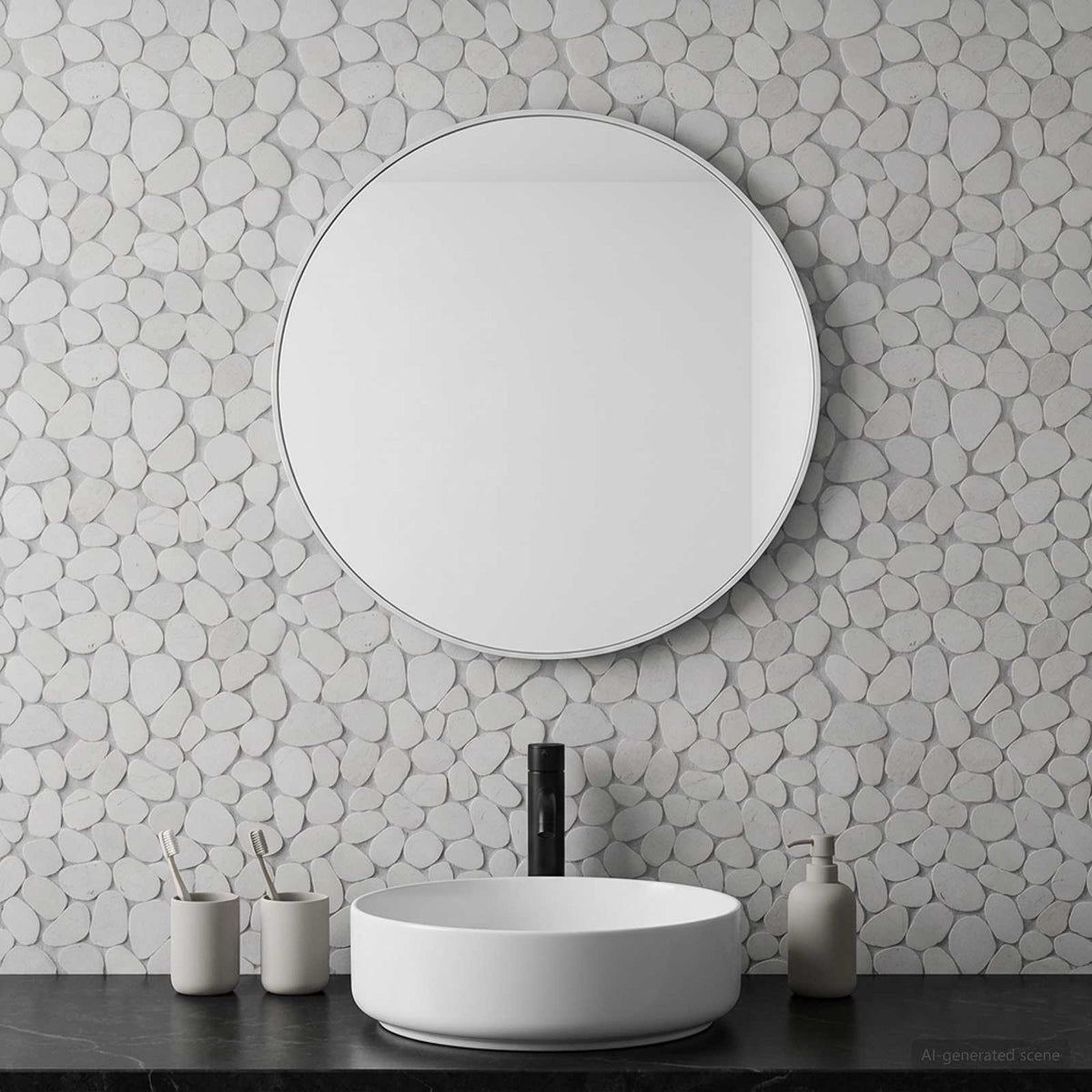 Pebble Tiles 30 x 30 cm River Pebble White