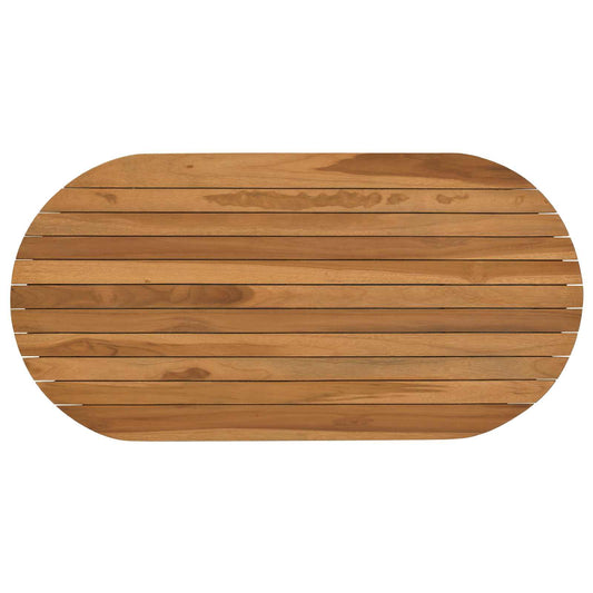 vidaXL Table Top 90 x 45 x 3.5 cm Oval Solid Teak Wood Natural 2
