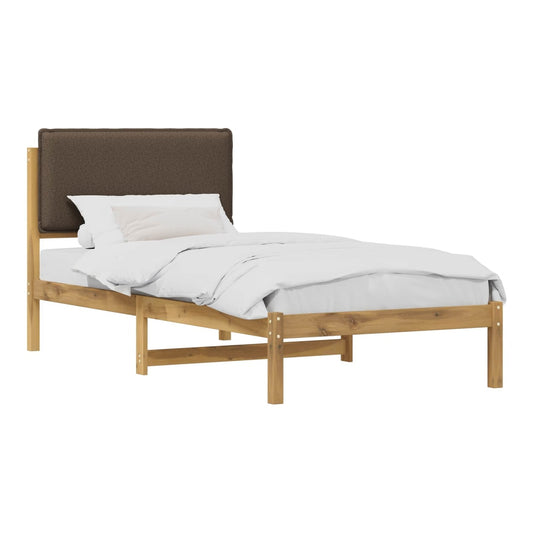 Bed Frame with Upholstered Headboard Length 200 cm Whitewash and Taupe 90 cm