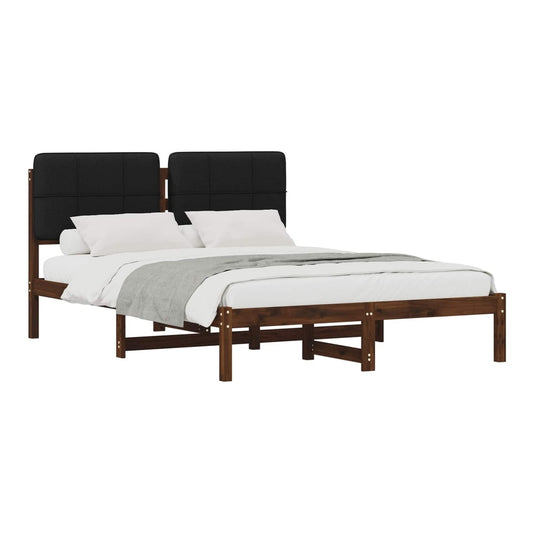 Bed Frame with Upholstered Headboard Length 200 cm Width 160 cm Dark brown and black