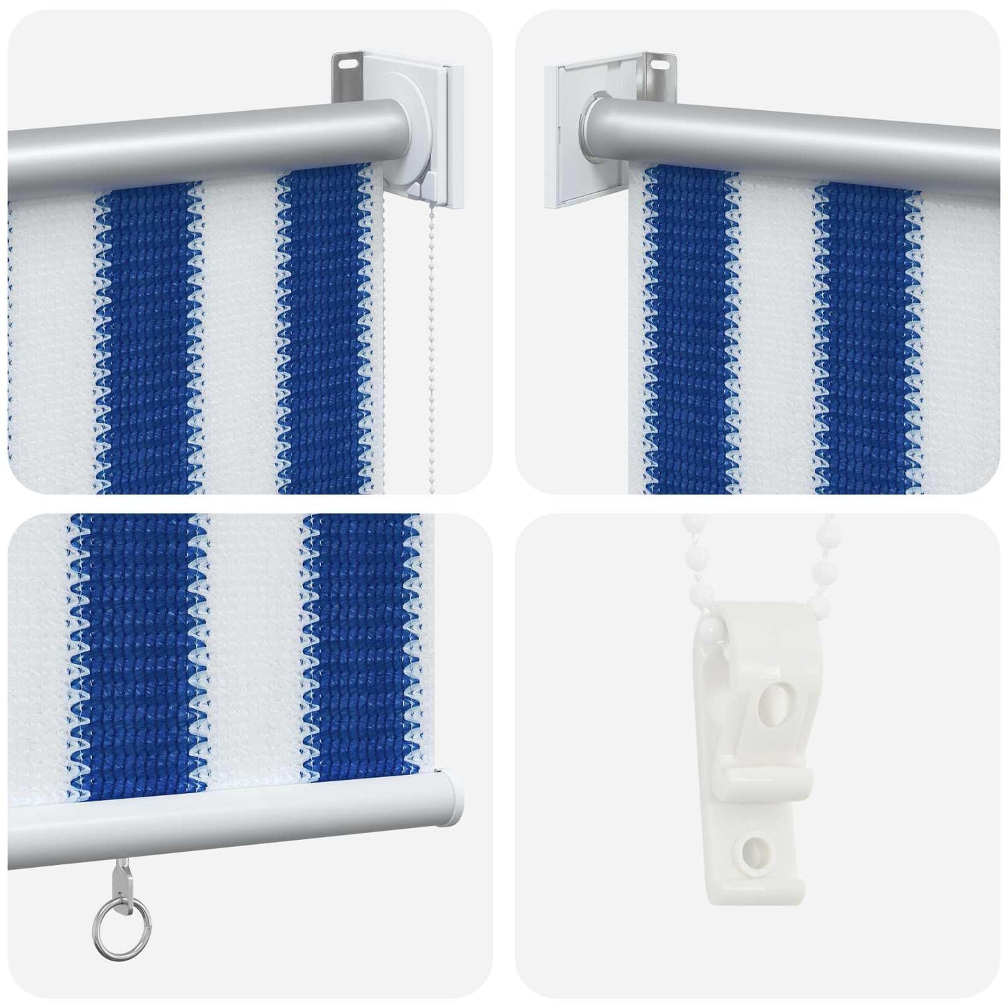 Outdoor Roller Blind Blue White Stripe