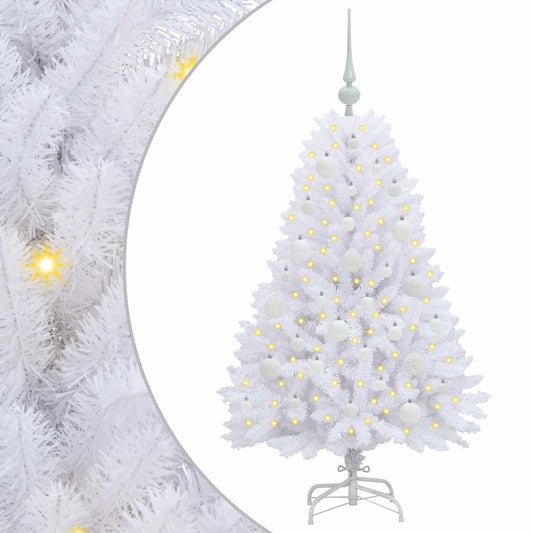 vidaXL Artificial Hinged Christmas Tree White 120 cm PVC and Steel 2