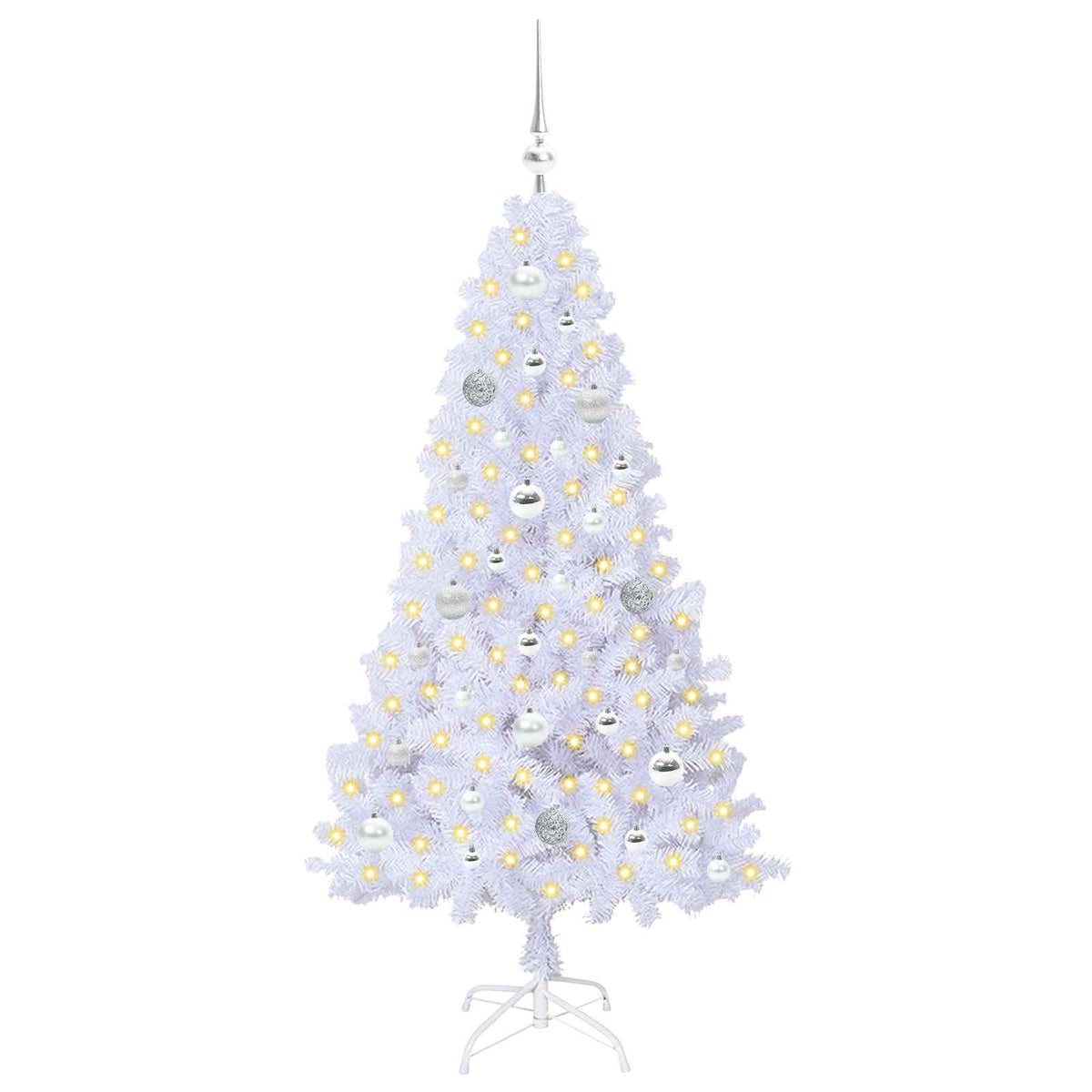 Artificial Christmas Tree White PVC and Steel Silver 150 cm