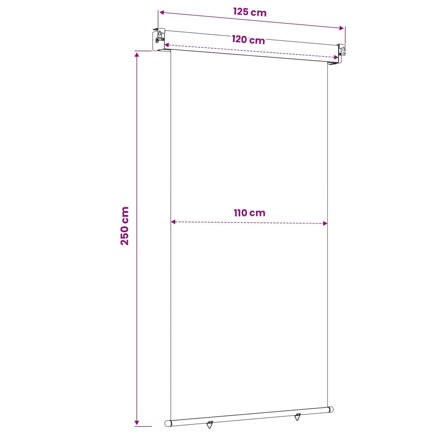 vidaXL Balcony Side Awning 117 x 250 cm 100% polyester iron steel 6