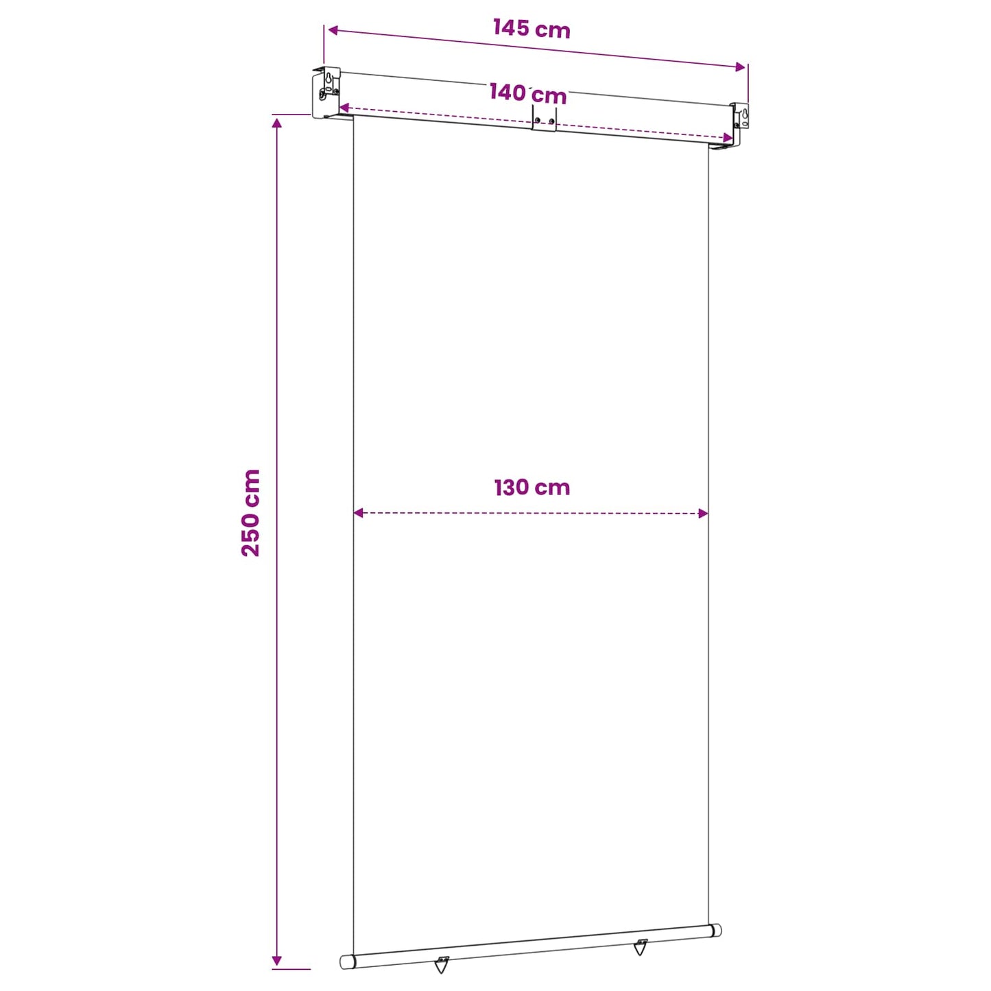 vidaXL Balcony Side Awning 140 x 250 cm 100% polyester iron steel 6