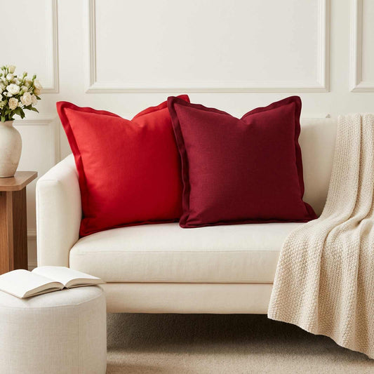 Throw Pillow HOUTEN Faux Linen Red