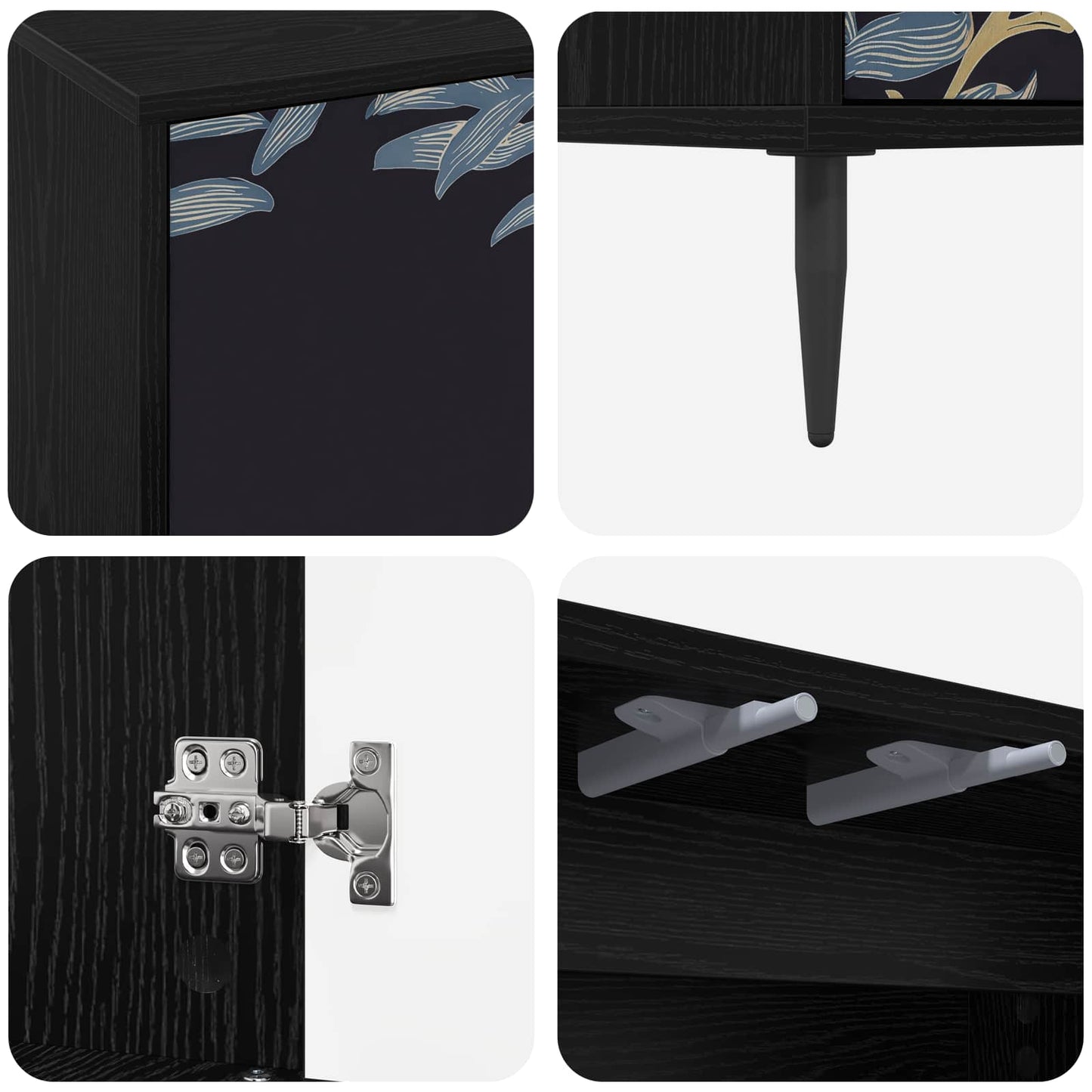 vidaXL TV Cabinet DOKKUM 69 x 33 x 50.5 cm Black Oak Engineered Wood 6