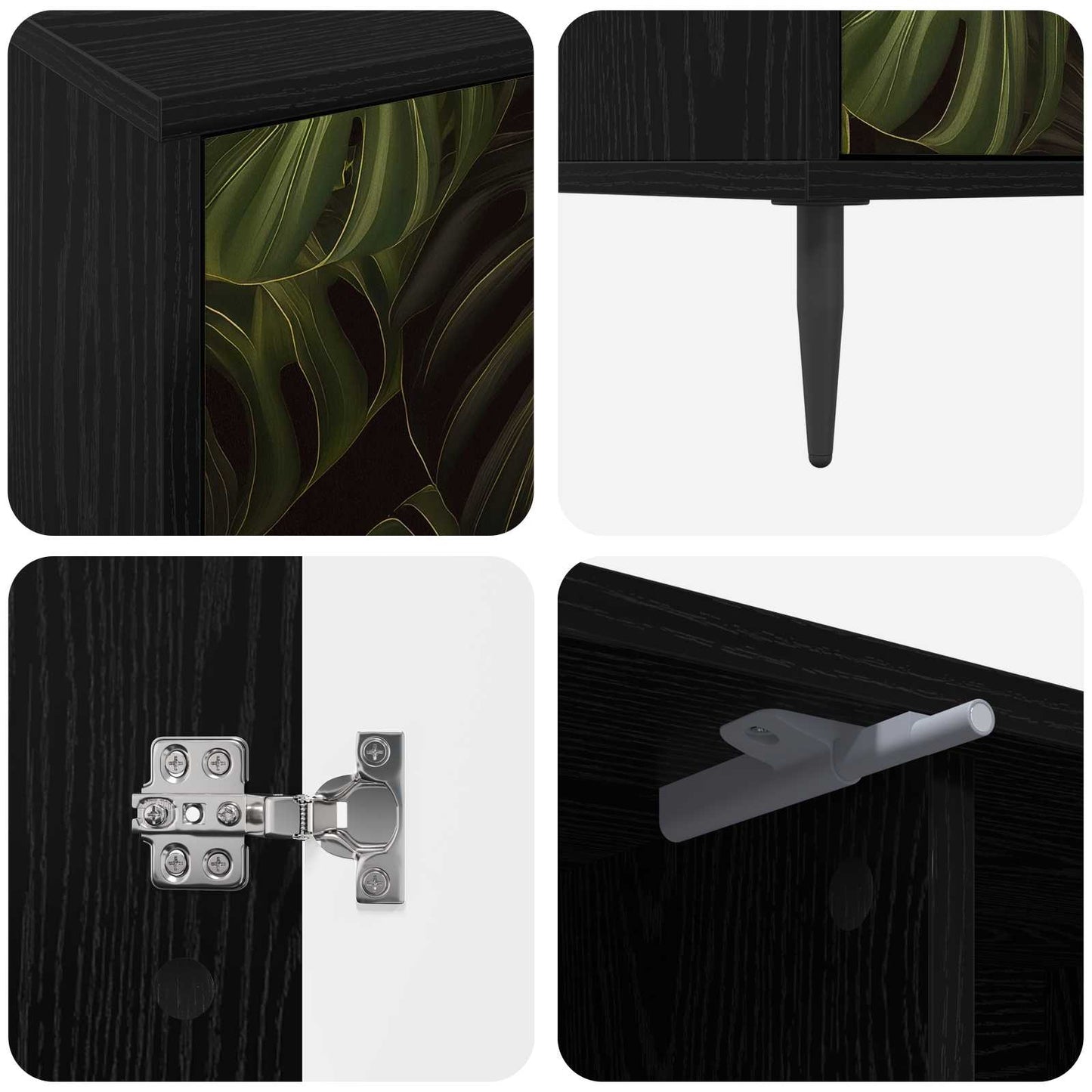 vidaXL TV Cabinet ELBURG 102 x 33 x 51 cm Black Oak Engineered Wood 6