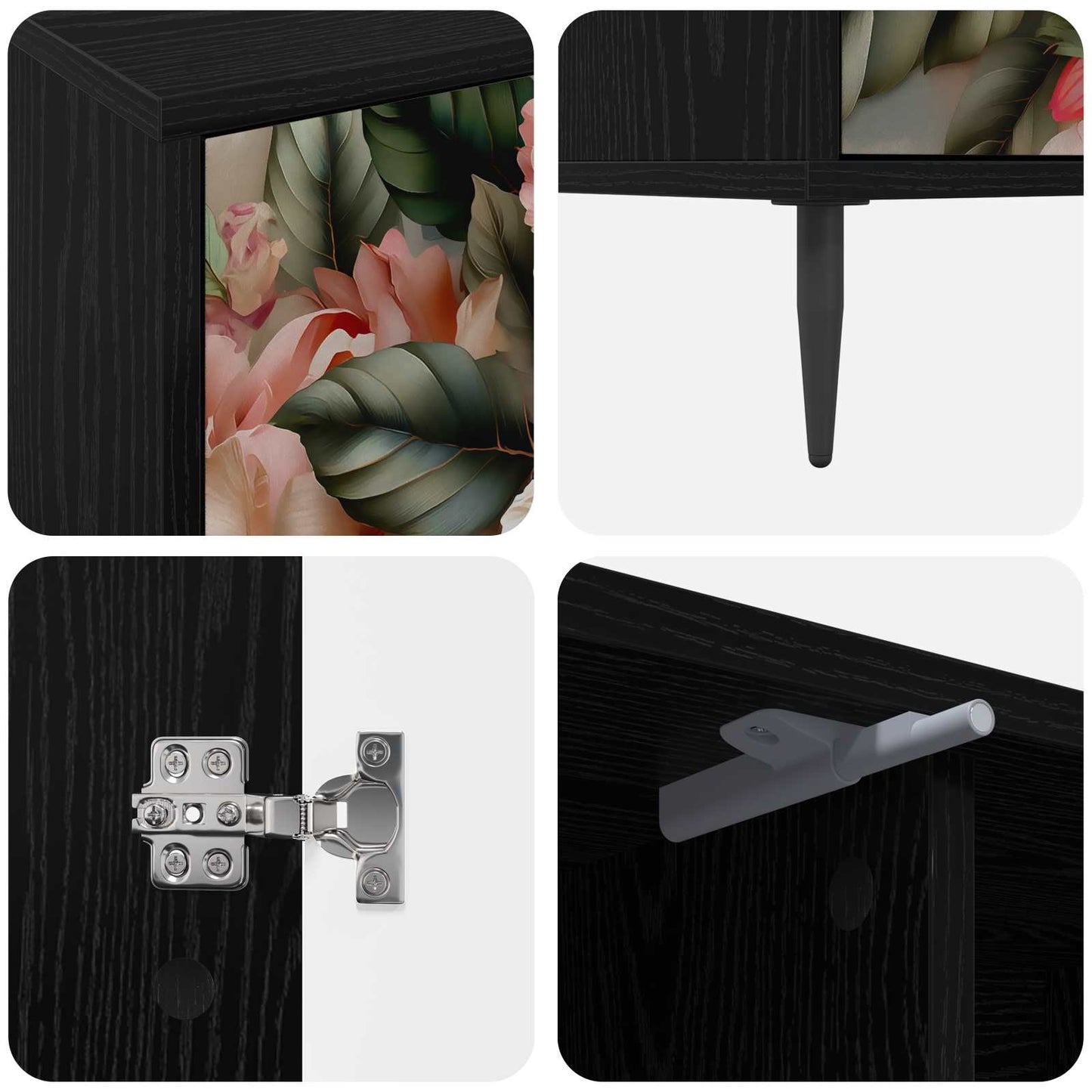 vidaXL TV Cabinet BORNE 102 x 33 x 51 cm Black Oak Engineered Wood 6