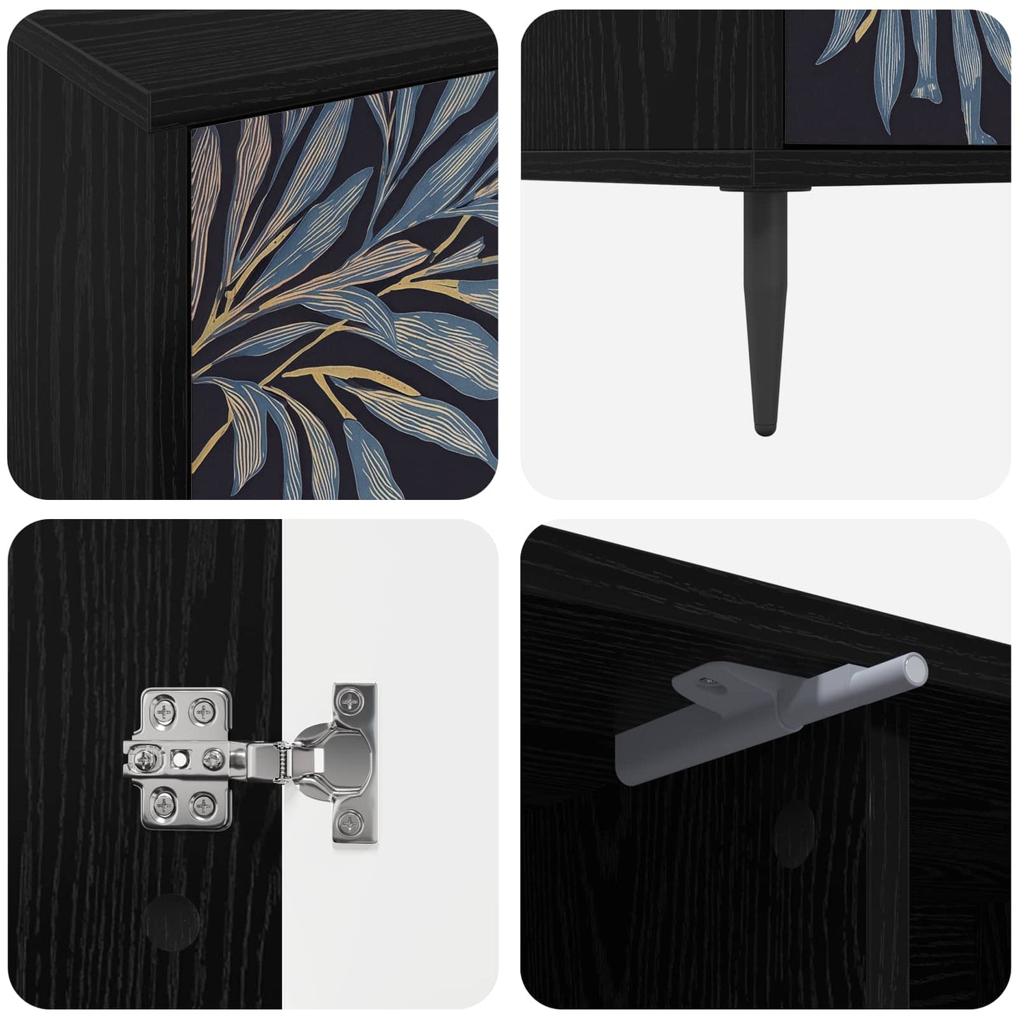 vidaXL TV Cabinet DOKKUM 102 x 33 x 51 cm Black Oak Engineered Wood 6