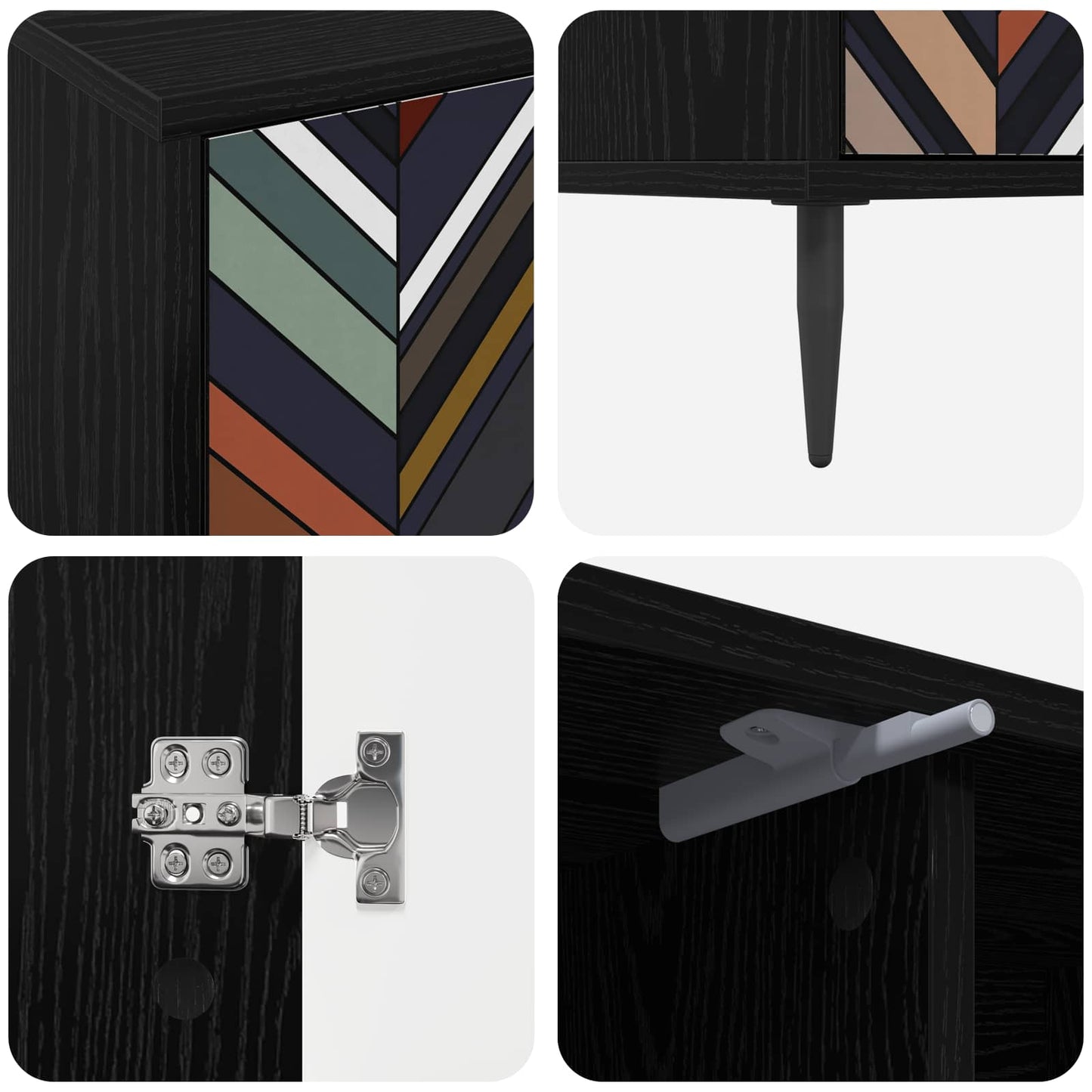 vidaXL TV Cabinet OMMEN 102 x 33 x 51 cm Black Oak Engineered Wood 6