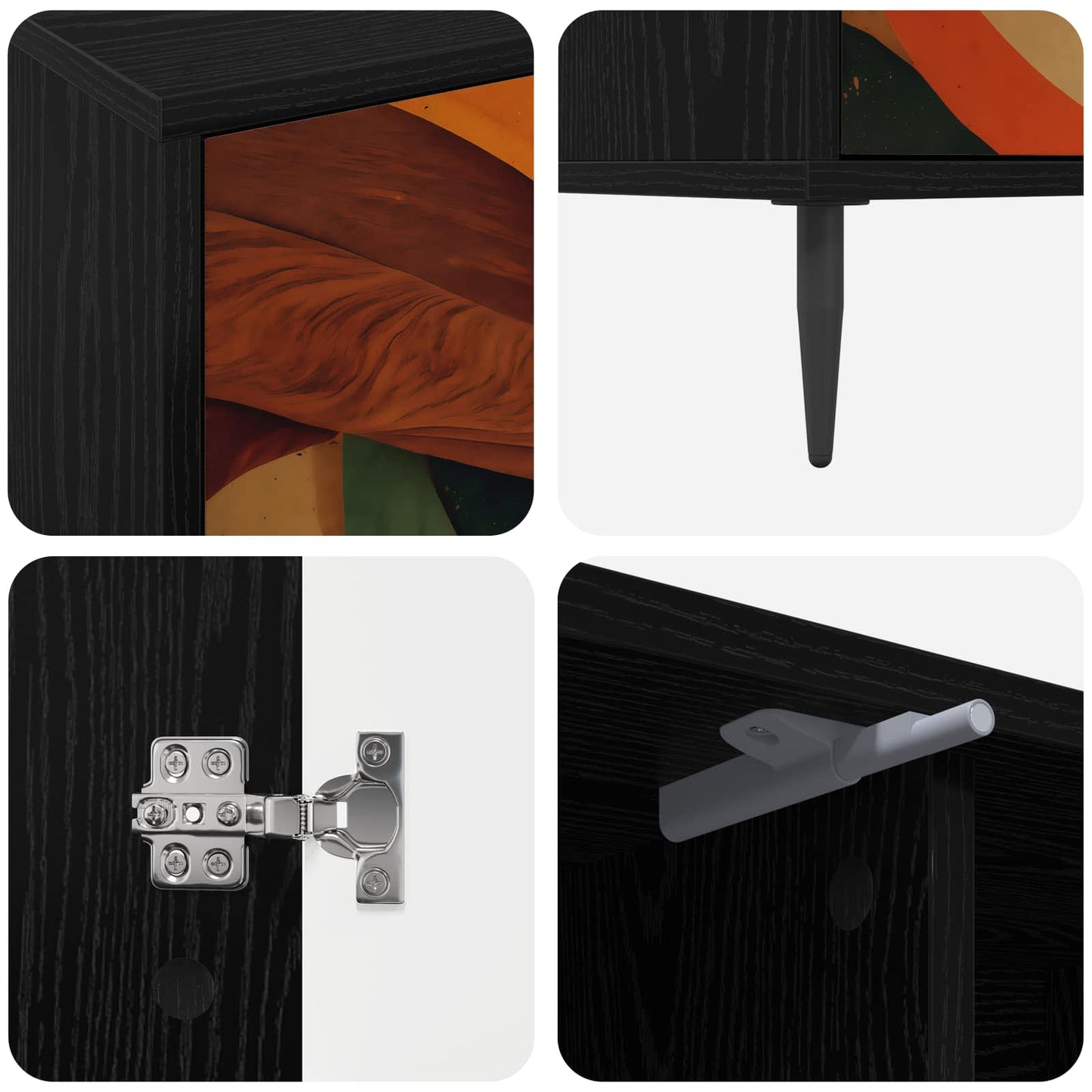 vidaXL TV Cabinet BONN 102 x 33 x 51 cm Black Oak Engineered Wood 6