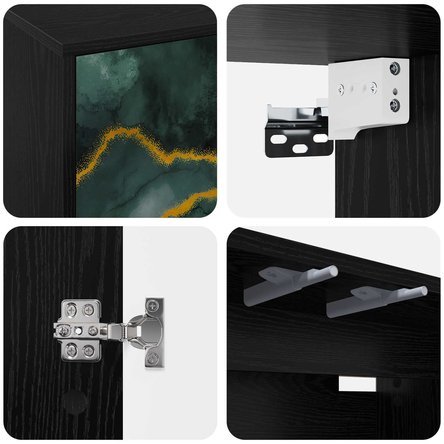 vidaXL Wall-mounted TV Cabinet WIJHE 69 x 33 x 40 cm Black Oak 6