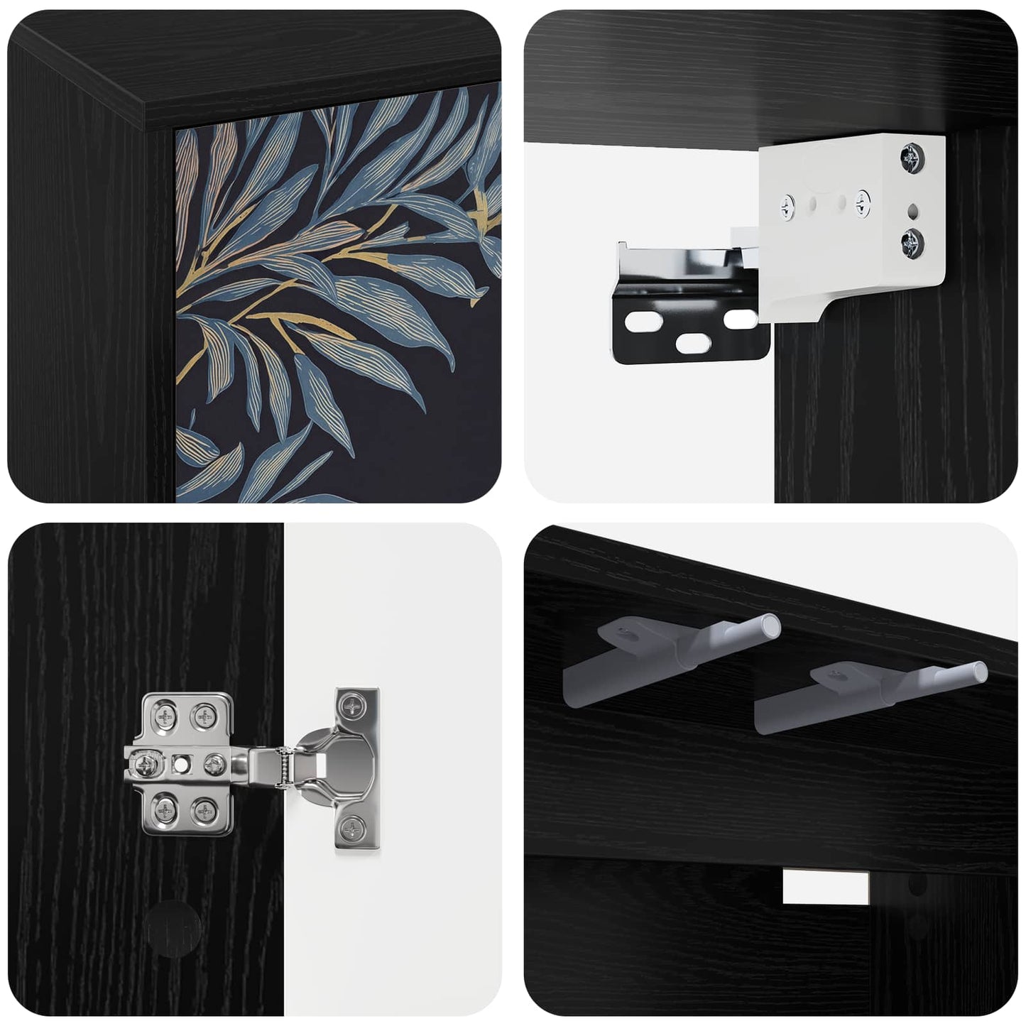 vidaXL Wall-mounted TV Cabinet DOKKUM 69 x 33 x 40 cm Black Oak 6