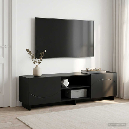 TV Stand Engineered Wood 140 x 34.5 x 40 cm Black