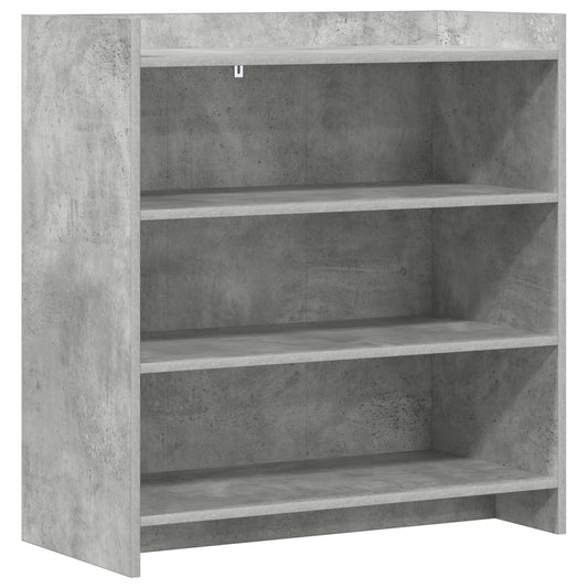 Concrete grey sideboard with three shelves, front view