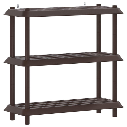 vidaXL Shelving Unit 3-Tier 100 x 40 x 96 cm PP Brown 2