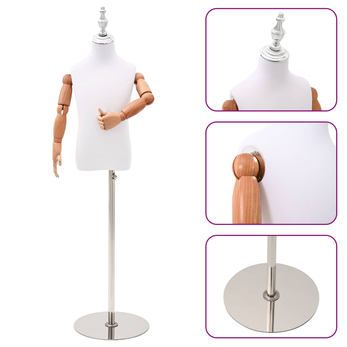 Adjustable 120-150 Mannequin with Base Unisex PP White