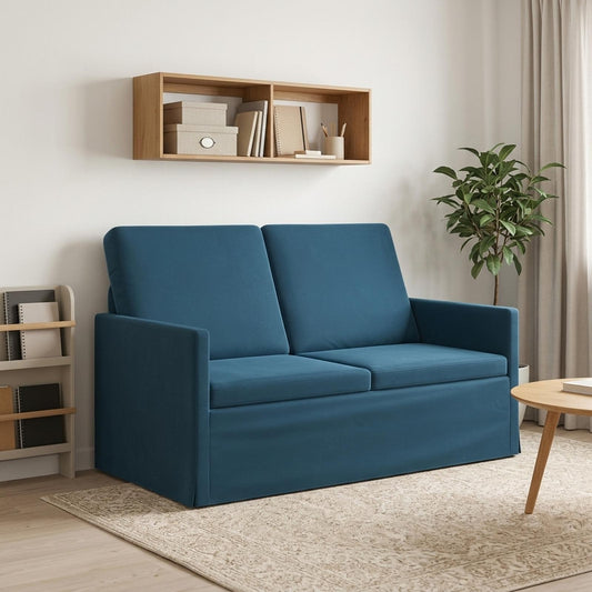 2 Seater Sofa 130 x 81 x 82 cm Velvet 120 cm Blue
