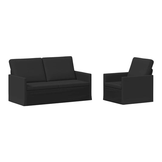 Sofa Set 2 pcs Fabric 1-Seater + 2-Seater (140 cm) Black
