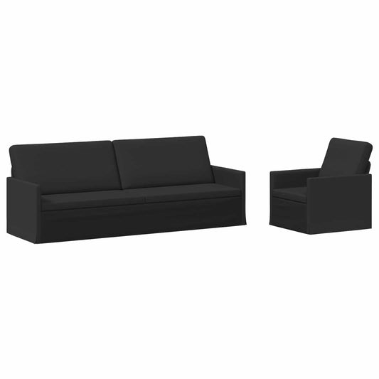 Sofa Set 2 pcs Fabric 1-Seater + 3-Seater (210 cm) Black