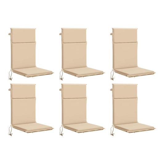 vidaXL High Back Chair Cushion GEMERT 6 pcs 100% Polyester Cream 2