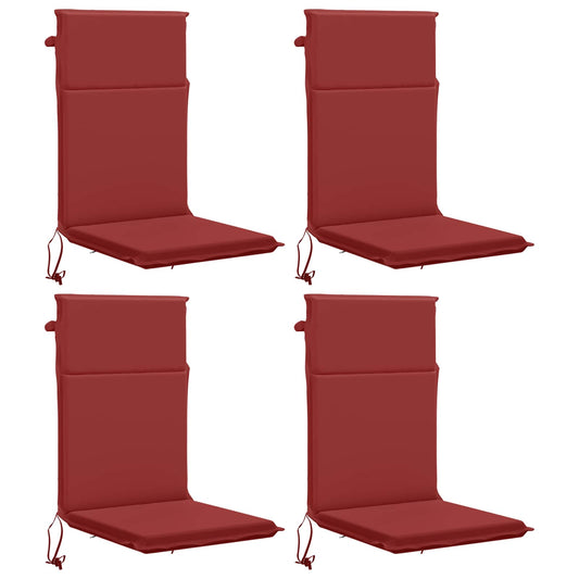vidaXL High Back Chair Cushion GEMERT 4 pcs 100% Polyester Wine Red 2