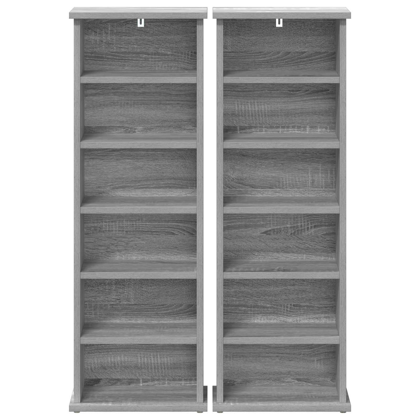 vidaXL CD Cabinet 2 pcs Grey Sonoma 32 x 17 x 92 cm Engineered Wood 6