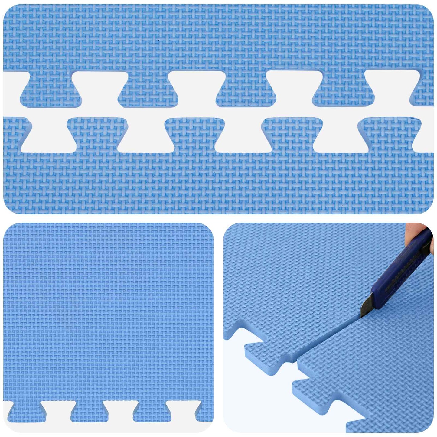 vidaXL Pool Ground Mat 16 pcs Ø 235 cm Round EVA Foam Blue 6