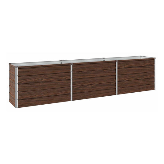 Raised Garden Bed 242 x 40 x 55 cm Galvanised Steel Depth 40 cm Height 55 cm Width 242 cm Black Walnut
