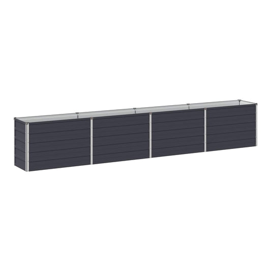 Raised Garden Bed 321 x 40 x 55 cm Galvanised Steel Depth 40 cm Height 55 cm Width 321 cm Anthracite