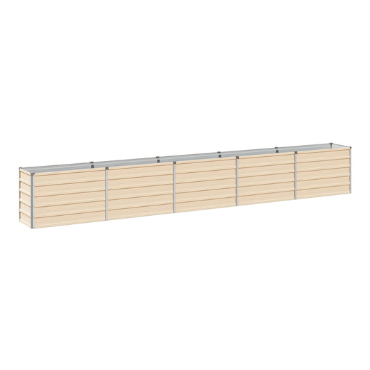 Raised Garden Bed 400 x 40 x 55 cm Galvanised Steel Depth 40 cm Height 55 cm Width 400 cm Ivory