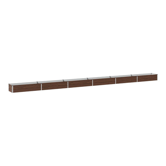 Raised Garden Bed 600 x 40 x 24 cm Galvanised Steel Depth 40 cm Height 24 cm Width 600 cm Black Walnut