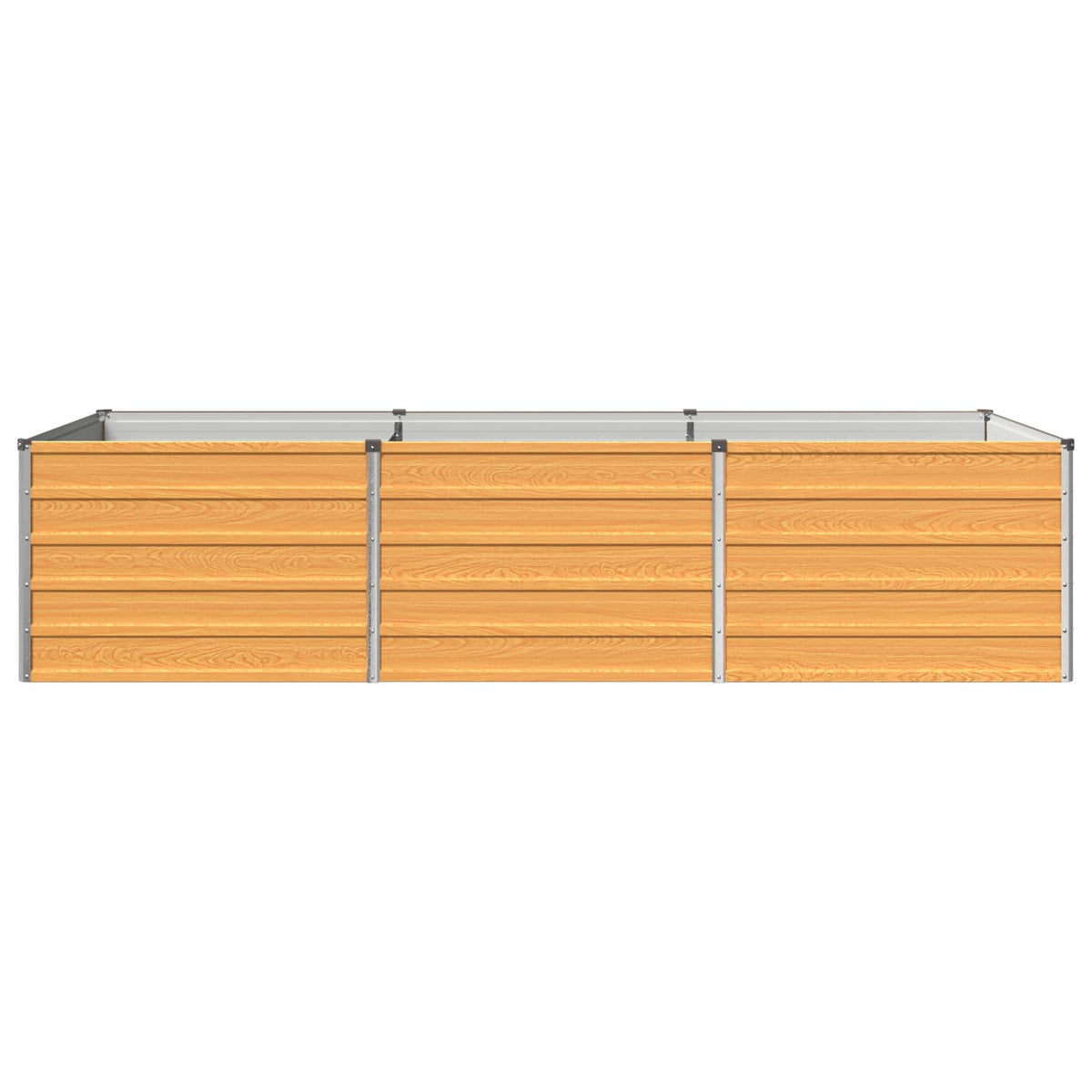 Raised Garden Bed 242 x 80 x 55 cm Galvanised Steel Depth 80 cm Height 55 cm Width 242 cm Wood Natural