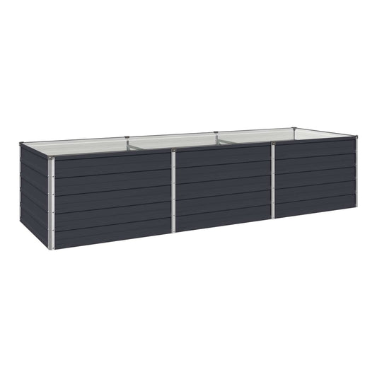 Raised Garden Bed 242 x 80 x 55 cm Galvanised Steel Depth 80 cm Height 55 cm Width 242 cm Anthracite