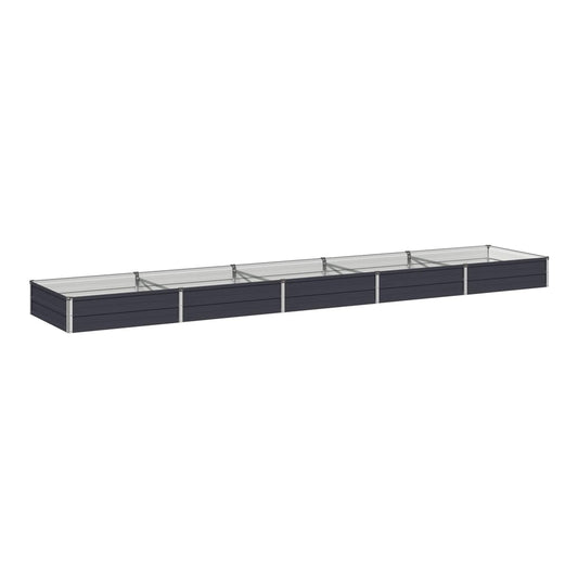 Raised Garden Bed 400 x 80 x 24 cm Galvanised Steel Depth 80 cm Height 24 cm Width 400 cm Anthracite