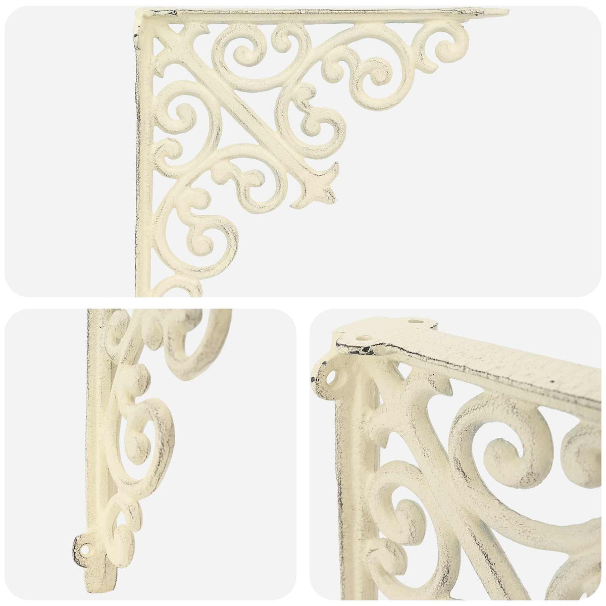 Wall Shelf Brackets 12 pcs Antique White Steel