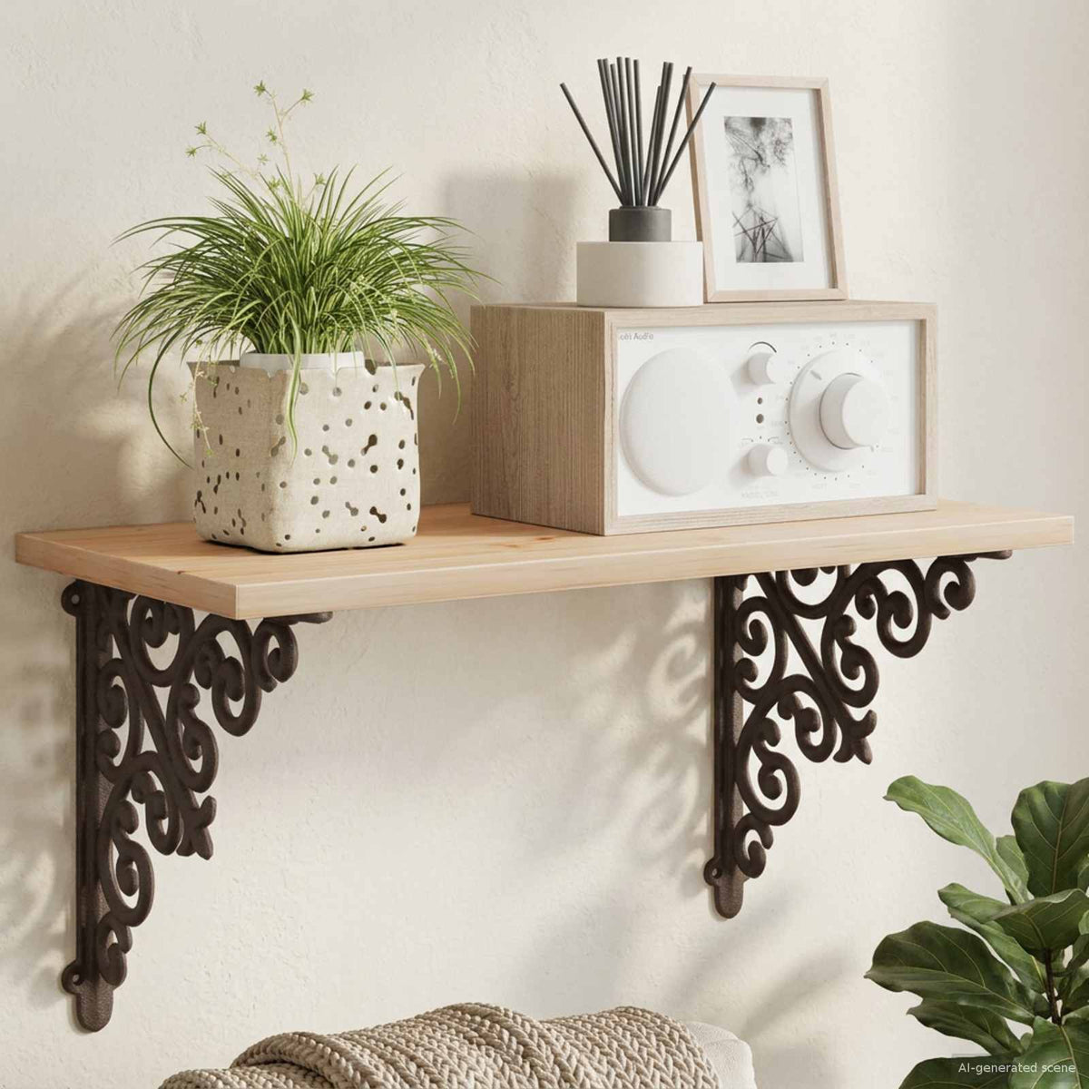 vidaXL Wall Shelf Brackets 9.5 x 9.5 x 3 cm Steel 12 pcs