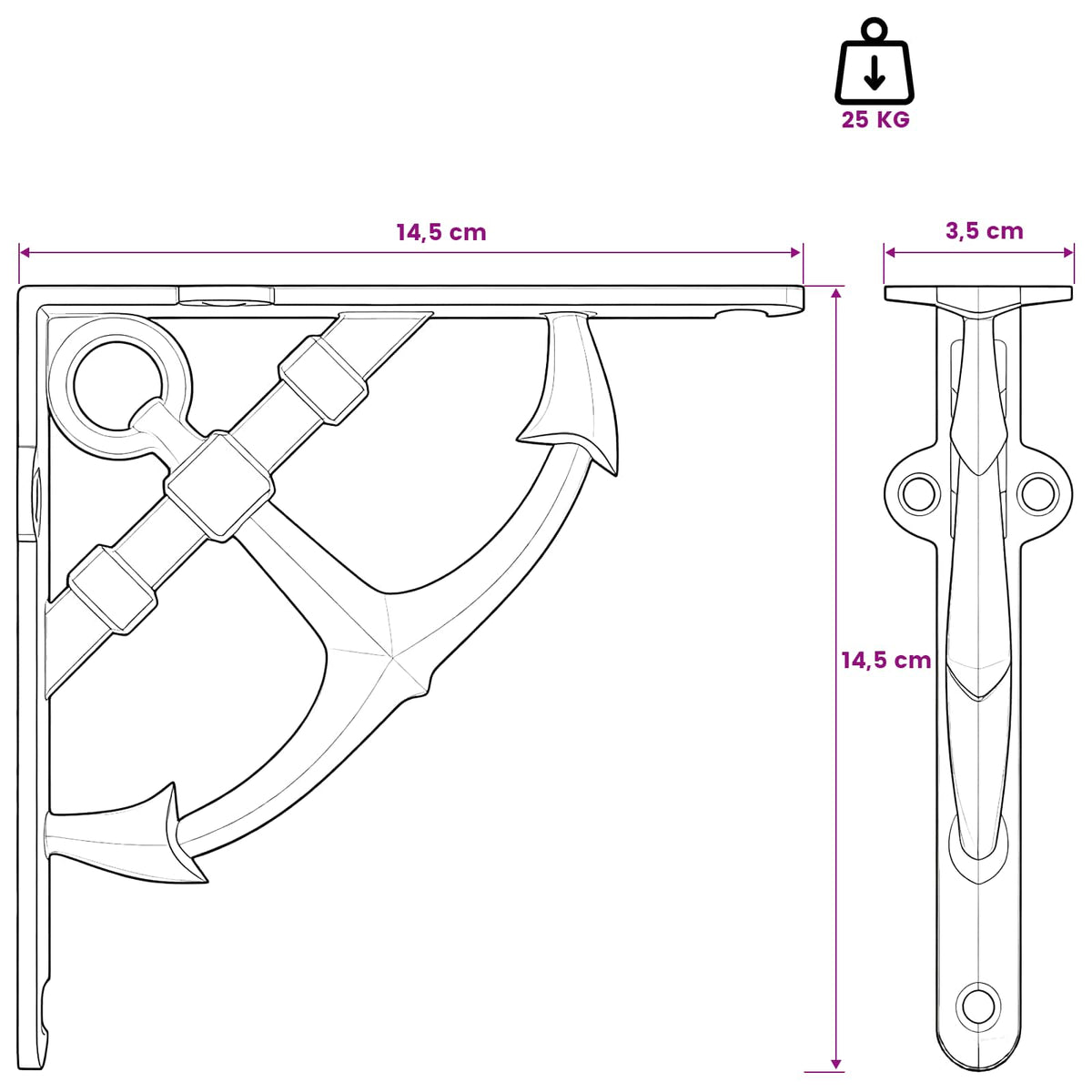 vidaXL Wall Shelf Brackets 12 pcs Antique White 14.5 x 14.5 x 3.5 cm 6