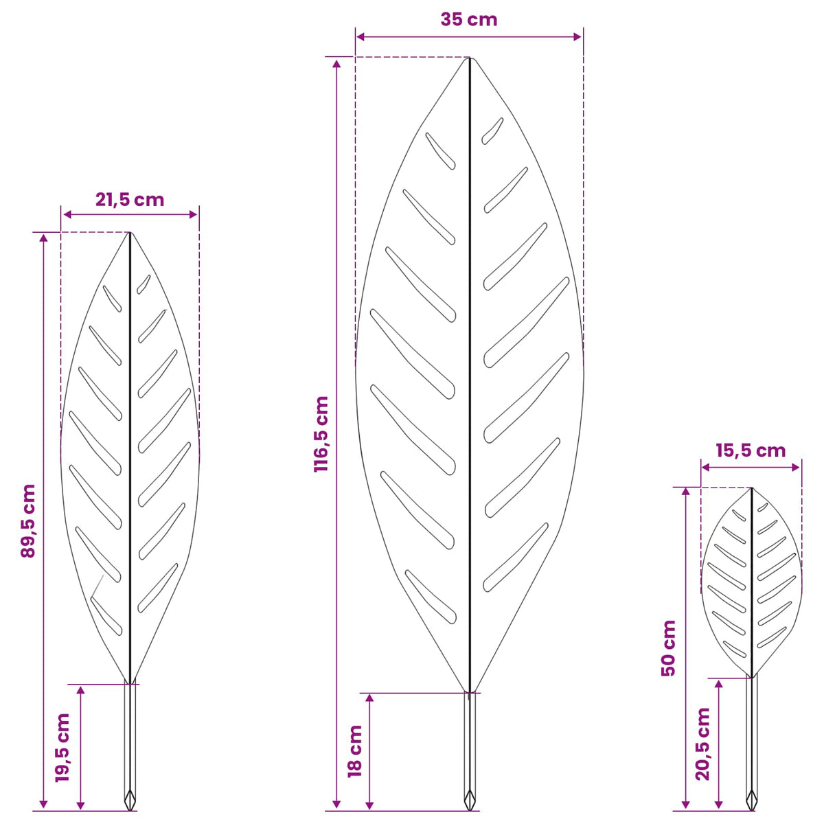 vidaXL Garden Stake 3 pcs 116.5 x 35 x 3 cm Stainless Steel Silver 6